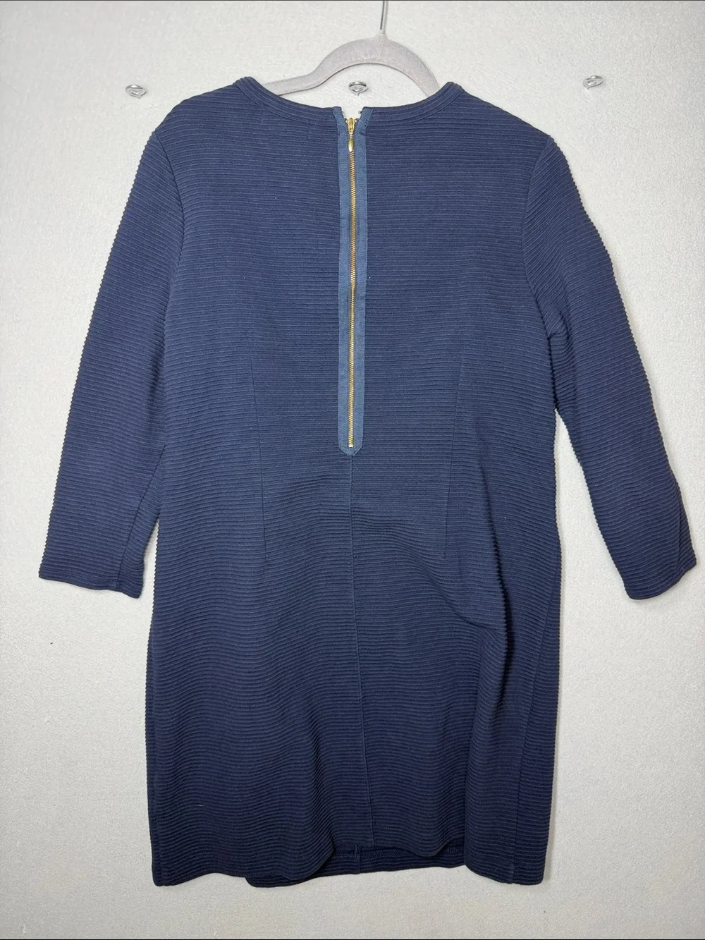Vineyard Vines Navy Textured Long Sleeve Sheath Dress